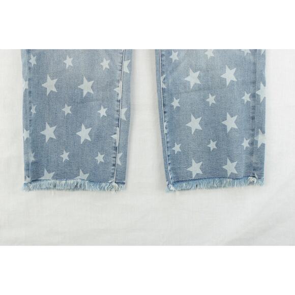 New Judy Blue Jeans Women 15/32 Blue Denim Shining Star Print Cropped Straight - Picture 3 of 13